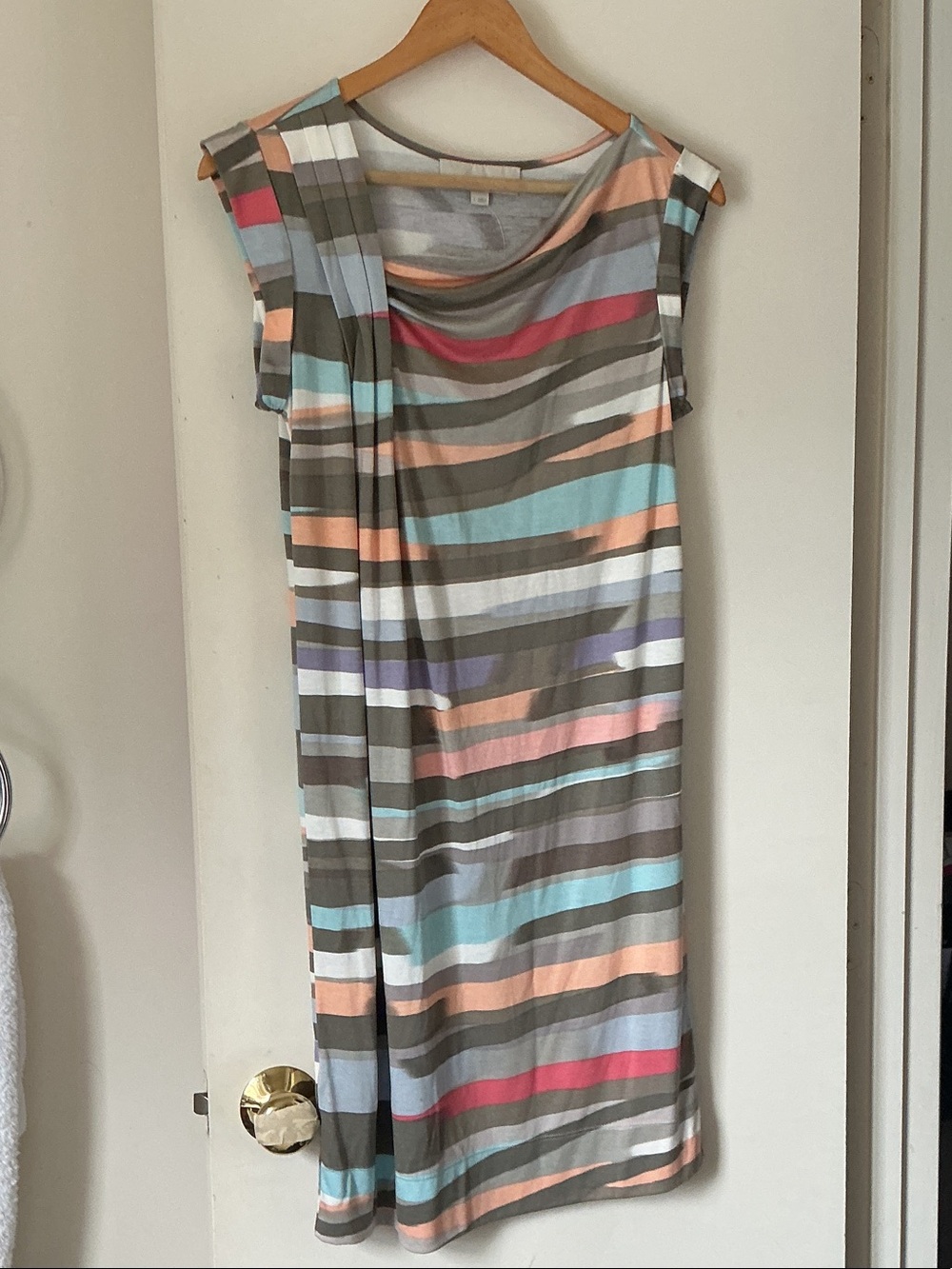 LOFT Striped Multi-Color Sleeveless Shift Dress